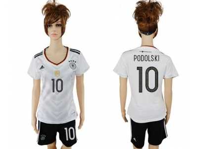 Women's Germany #10 Podolski White Home Soccer Country Jersey1