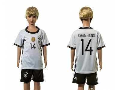 Germany #14 Champions White Home Kid Soccer Country Jersey