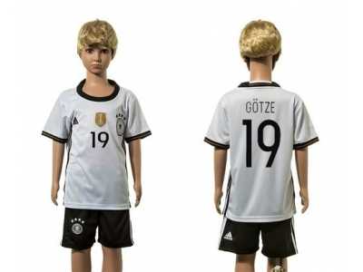 Germany #19 Gotze White Home Kid Soccer Country Jersey1