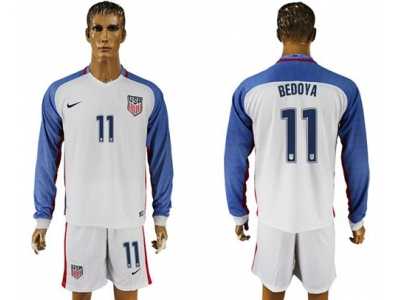 USA #11 Bedoya Home Long Sleeves Soccer Country Jersey1