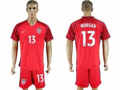 USA #13 Morgan Away Soccer Country Jersey2