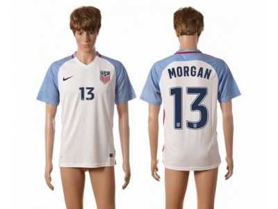 USA #13 Morgan Home Soccer Country Jersey3