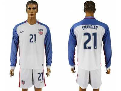 USA #21 Chandler Home Long Sleeves Soccer Country Jersey1