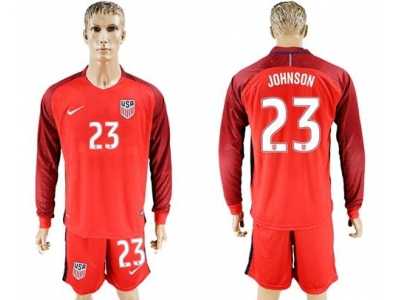 USA #23 Johnson Away Long Sleeves Soccer Country Jersey