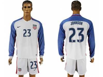 USA #23 Johnson Home Long Sleeves Soccer Country Jersey1