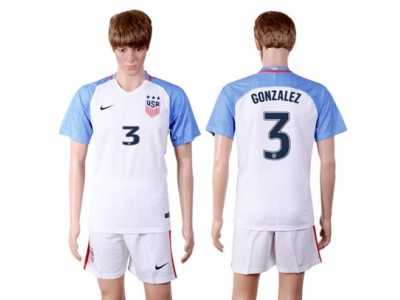 USA #3 Gonzalez Home(Three Star) Soccer Country Jersey