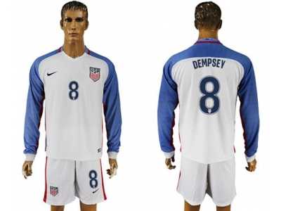 USA #8 Dempsey Home Long Sleeves Soccer Country Jersey1