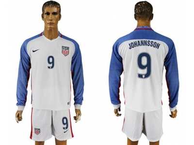 USA #9 Johannsson Home Long Sleeves Soccer Country Jersey1