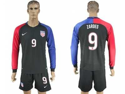 USA #9 Zardes Away Long Sleeves Soccer Country Jersey1