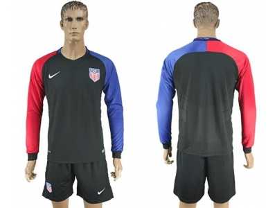 USA Blank Away Long Sleeves Soccer Country Jersey1