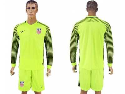 USA Blank Green Long Sleeves Goalkeeper Soccer Country Jersey1
