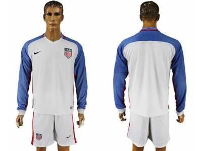 USA Blank Home Long Sleeves Soccer Country Jersey1