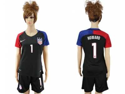 Women's USA #1 Howard Away Soccer Country Jerse3