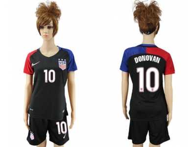 Women's USA #10 Donovan Away Soccer Country Jersey3