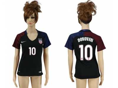 Women's USA #10 Donovan Away Soccer Country Jersey4
