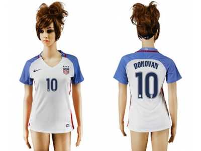 Women's USA #10 Donovan Home Soccer Country Jersey