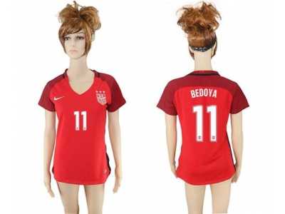 Women's USA #11 Bedoya Away Soccer Country Jersey1