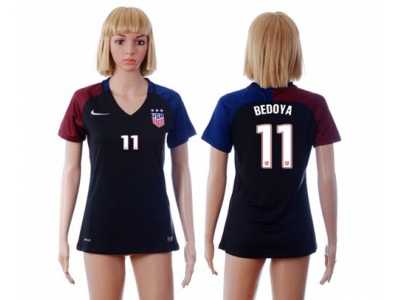 Women's USA #11 Bedoya Away Soccer Country Jersey5