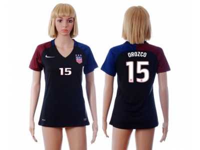 Women's USA #15 Orozco Away Soccer Country Jersey4