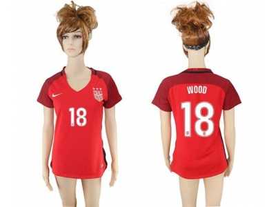 Women's USA #18 Wood Away Soccer Country Jersey1