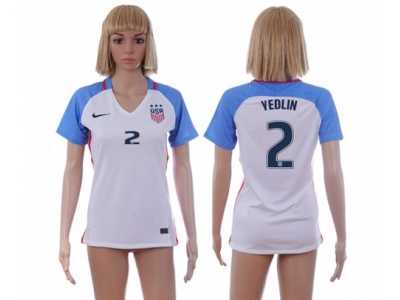 Women's USA #2 Yedlin Home Soccer Country Jersey1