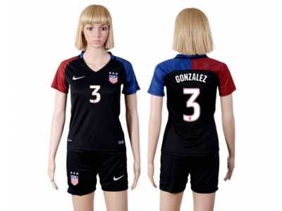 Women's USA #3 Gonzalez Away Soccer Country Jersey2