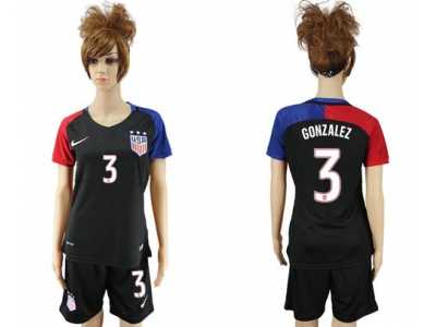 Women's USA #3 Gonzalez Away Soccer Country Jersey3