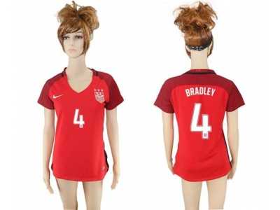 Women's USA #4 Bradley Away Soccer Country Jersey1