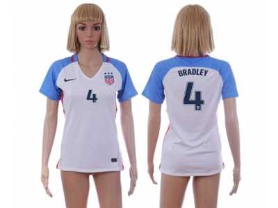Women's USA #4 Bradley Home Soccer Country Jersey4