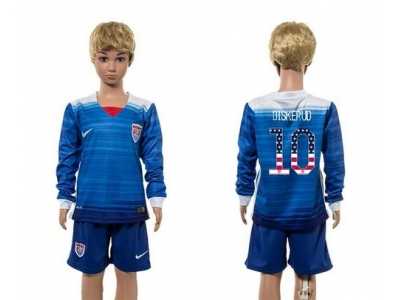 USA #10 Diskerud Independence Day Away Long Sleeves Kid Soccer Country Jersey
