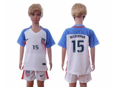 USA #15 Beckerman Home Kid Soccer Country Jersey