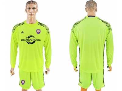 Orlando City SC Blank Shiny Green Long Sleeves Goalkeeper Soccer Club Jersey