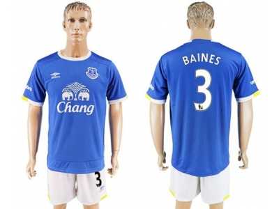 Everton #3 Baines Home Soccer Club Jersey2