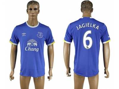 Everton #6 Jagielka Home Soccer Club Jersey3