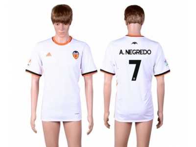 Valencia #7 A.Negredo Home Soccer Club Jersey