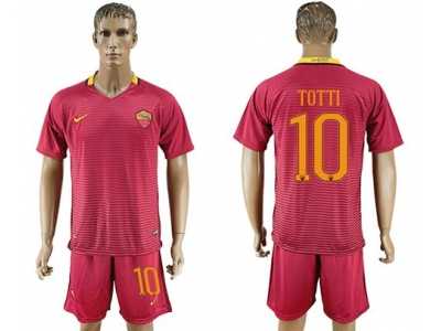 Roma #10 Totti Red Home Soccer Club Jersey3
