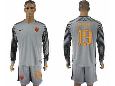 Roma #19 Becker Grey Goalkeeper Long Sleeves Soccer Club Jersey