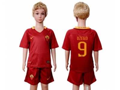 Roma #9 Dzeko Home Kid Soccer Club Jersey