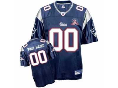 Customized New England Patriots Jersey Dark Blue With Team 50th Anniversary Patch