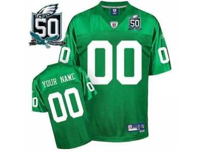 Customized Philadelphia Eagles Jersey 1960 Eqt Light Green With 50th Patch Team Color