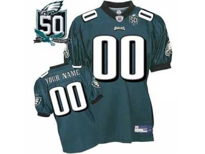 Customized Philadelphia Eagles Jerseys Green Team Color With Team 50th Patch