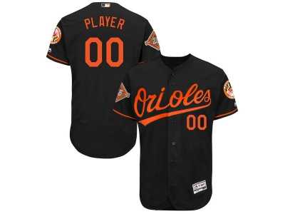 Men\'s Baltimore Orioles Majestic Alternate Black 2017 Authentic Flex Base Custom Jersey with All-Star Game Patch