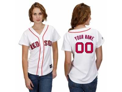 Women's Majestic Boston Red Sox Customized Replica White Home Cool Base MLB Jersey