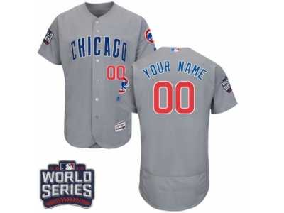 Men's Majestic Chicago Cubs Customized Grey 2016 World Series Bound Flexbase Authentic Collection MLB Jersey