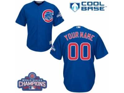 Youth Majestic Chicago Cubs Customized Authentic Royal Blue Alternate 2016 World Series Champions Cool Base MLB Jersey