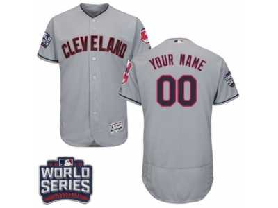 Men's Majestic Cleveland Indians Customized Grey 2016 World Series Bound Flexbase Authentic Collection MLB Jersey