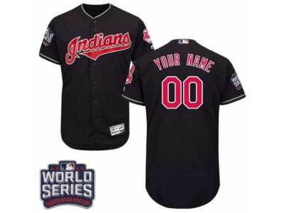 Men's Majestic Cleveland Indians Customized Navy Blue 2016 World Series Bound Flexbase Authentic Collection MLB Jersey