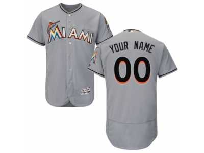 Men's Majestic Miami Marlins Customized Grey Flexbase Authentic Collection MLB Jersey