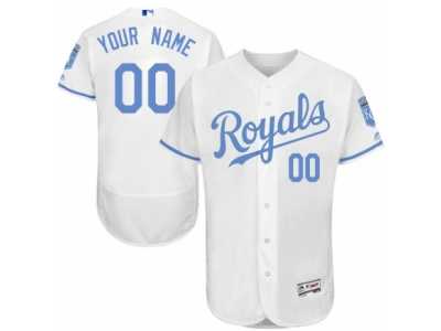 Men's Majestic Kansas City Royals Customized Authentic White 2016 Father's Day Fashion Flex Base MLB Jersey