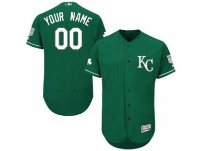 Men's Majestic Kansas City Royals Customized Green Celtic Flexbase Authentic Collection MLB Jersey